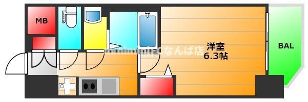 プレサンスドームシティコレーレ(1K/3階)の間取り写真