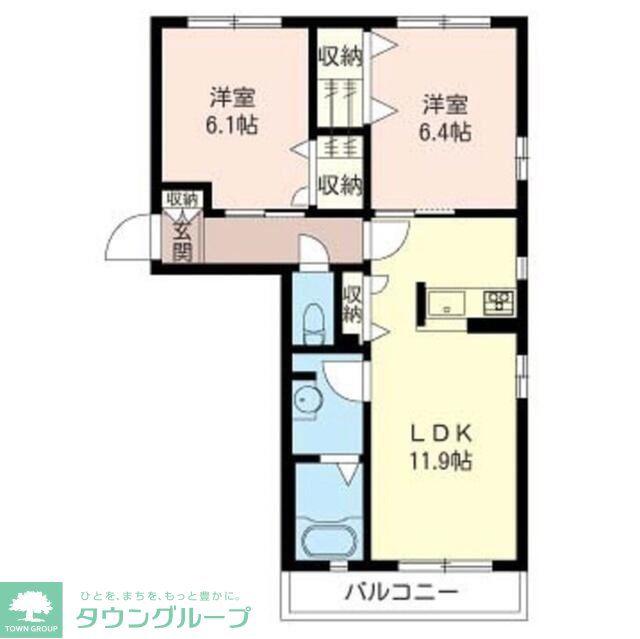サニーハイツウエスト(2LDK/1階)の間取り写真