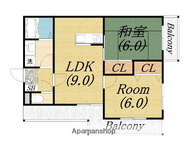 リンガーベル(2LDK/2階)の間取り写真