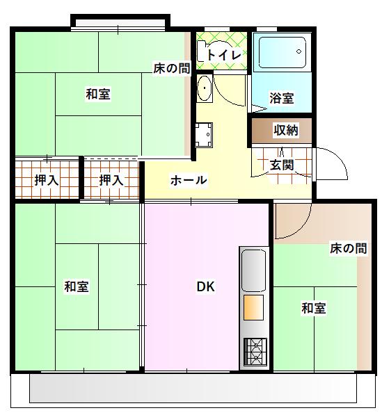 めじろ団地(3DK/5階)の間取り写真
