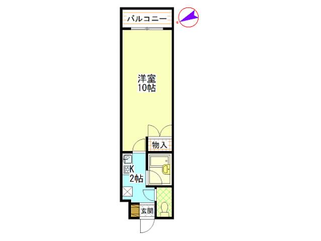 ヤスダビル6(1K/3階)の間取り写真