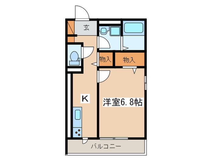 D‐ROOM浜町(1K/2階)の間取り写真