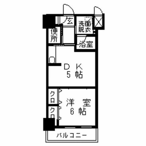 ヴィアーレ大橋(1DK/4階)の間取り写真