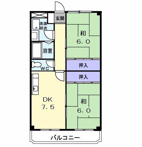 エステート南脇(2DK/1階)の間取り写真