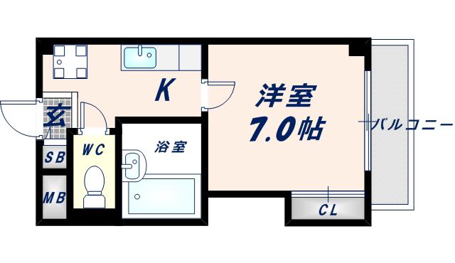 イーストレジデンス長田(1K/4階)の間取り写真