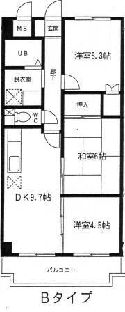 ビラージュ壱番館(3DK/2階)の間取り写真