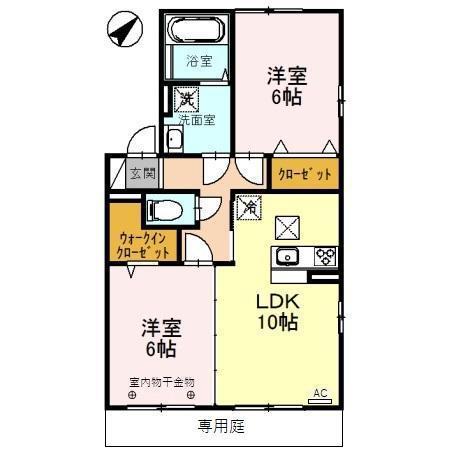 プラセール(2LDK/1階)の間取り写真