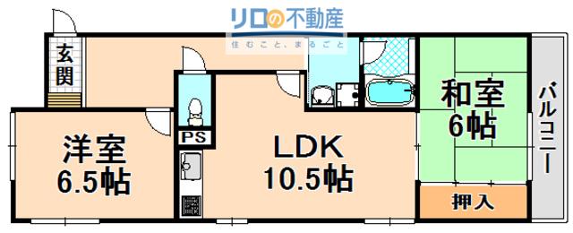 ラヴィール若宮(2LDK/2階)の間取り写真