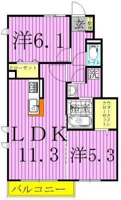 サンフローラ(2LDK/1階)の間取り写真