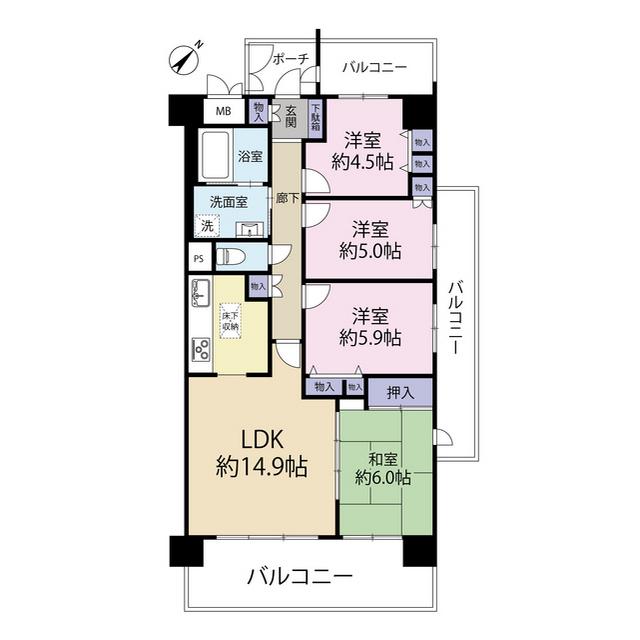 プレスタ杭全(4LDK/8階)の間取り写真