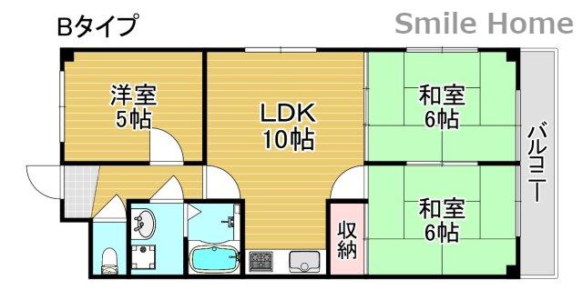 サンハイツマルミ(3LDK/3階)の間取り写真