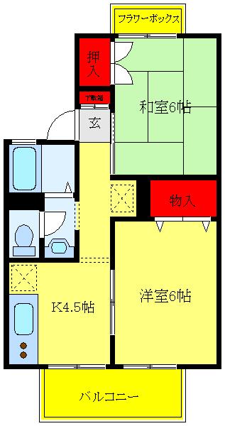 アプト93(2K/1階)の間取り写真