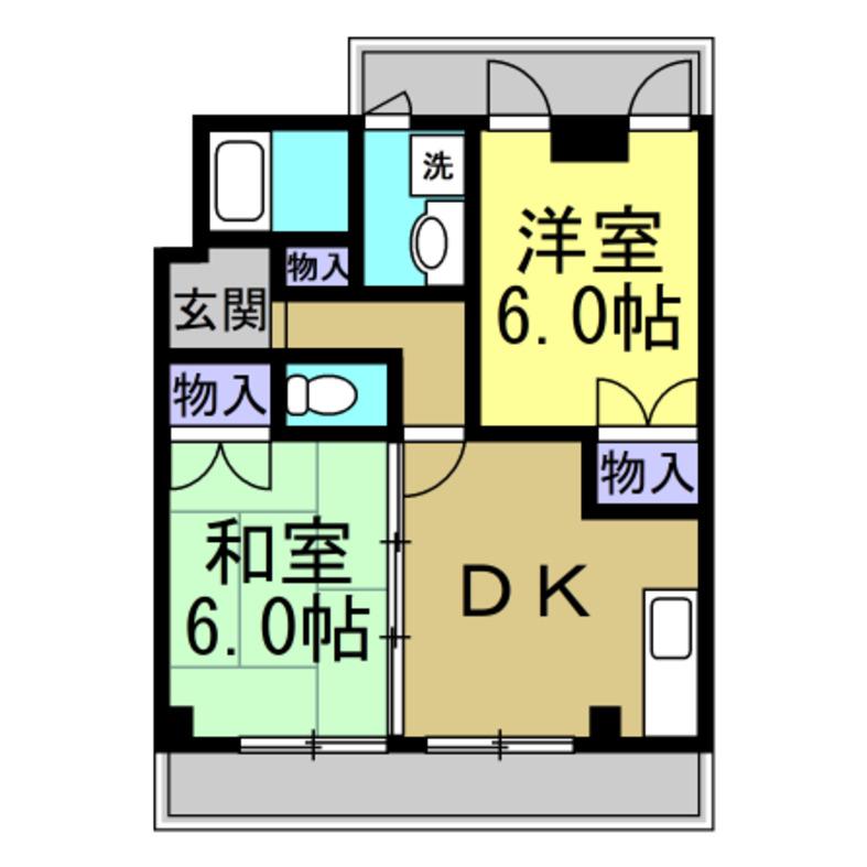 ピエールビル(2DK/3階)の間取り写真