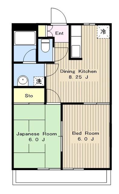 グリーンフィールド石阪B(2DK/2階)の間取り写真