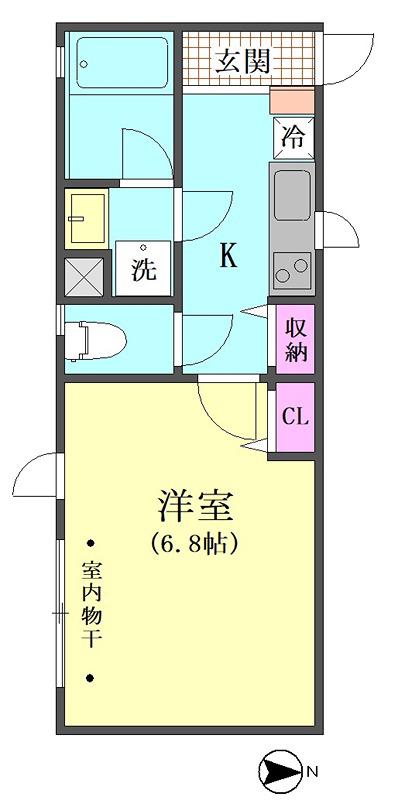 ライジングサン武蔵小山(1K/1階)の間取り写真