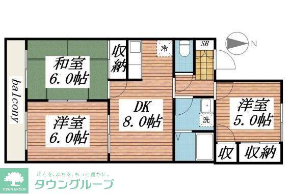ドミール蒲生A棟(3DK/2階)の間取り写真