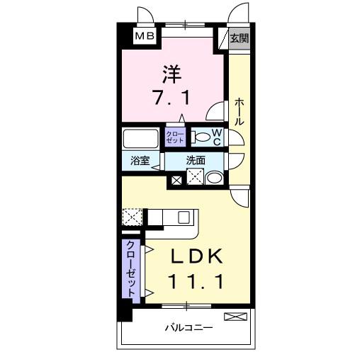 ヴィダ・アルボレス(1LDK/2階)の間取り写真