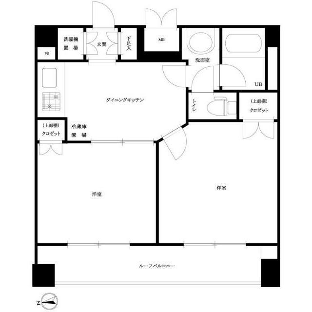ルーブル高田馬場参番館 部屋番号703(2DK/7階)の間取り写真