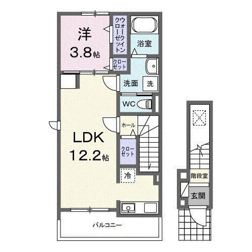 アマルコルド(1LDK/2階)の間取り写真