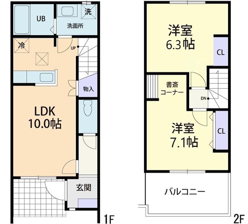 12/1秩父市永田町テラスハウス(2LDK/1階)の間取り写真