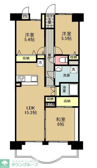 アメニティヒル本厚木(3LDK/3階)の間取り写真