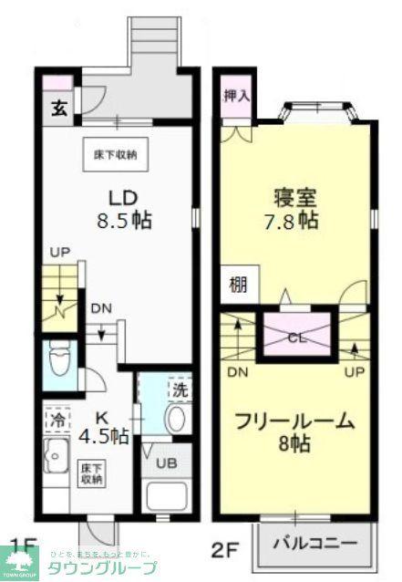 FOLIAR SAKAMAIII フォーリアサカマ(2LDK/2階)の間取り写真