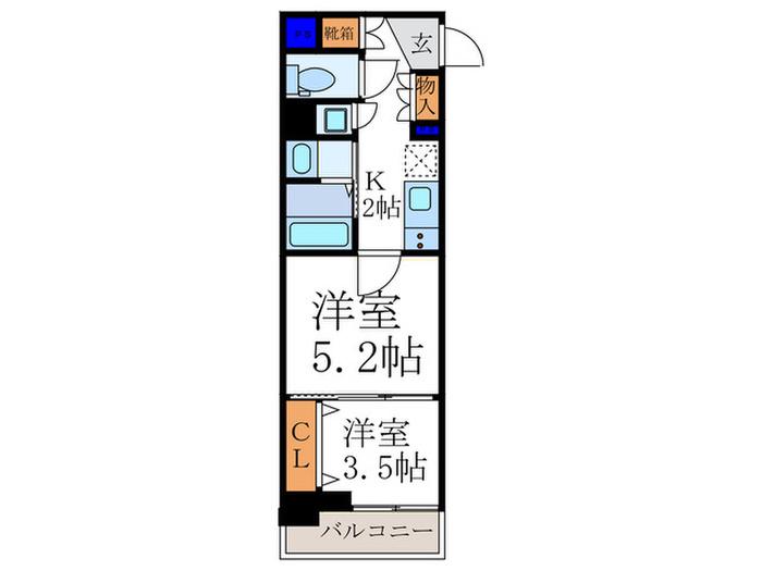ファーストフィオーレ京都西陣(2K/2階)の間取り写真