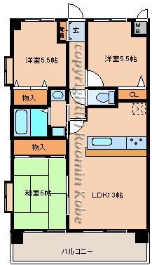セ・ラヴィ(3LDK/5階)の間取り写真