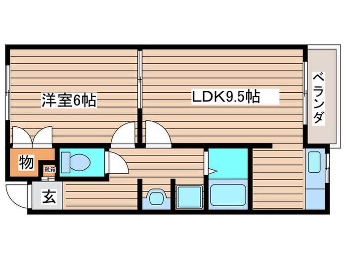 ハピネスTORINO2(1LDK/2階)の間取り写真
