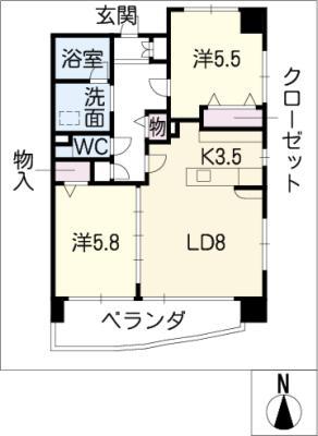 PLANET D(2LDK/2階)の間取り写真