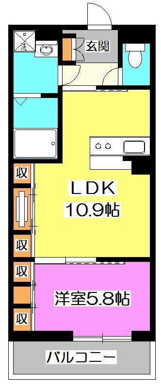 リブリ・朝霞A(1LDK/3階)の間取り写真