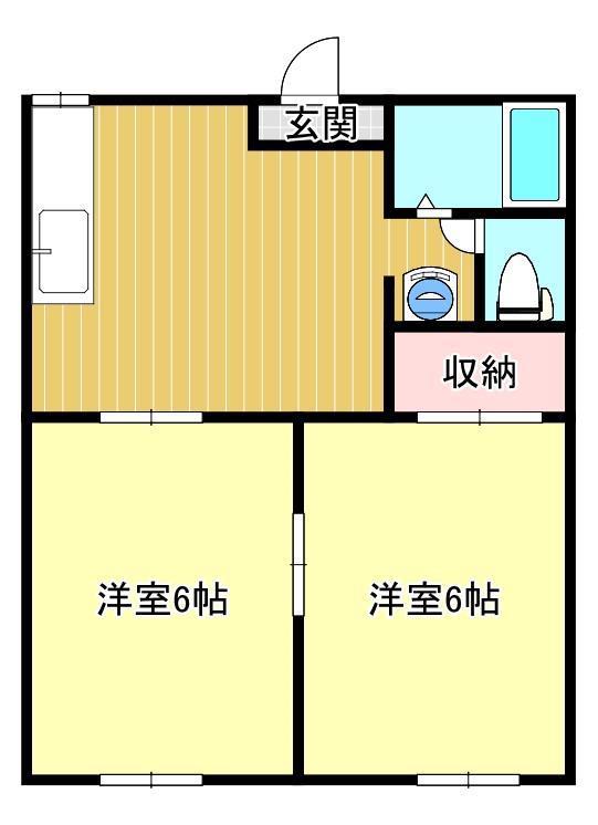 タウニィハウス(2DK/1階)の間取り写真