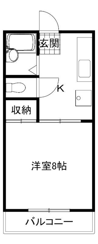 高南ハイツ(1K/2階)の間取り写真