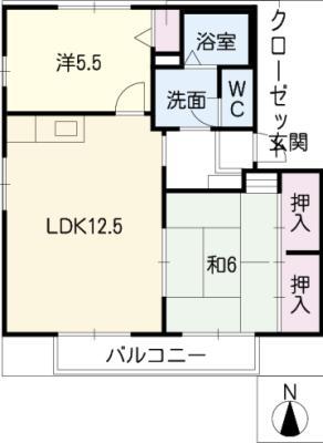 メゾン・アルカディア B棟(2LDK/2階)の間取り写真