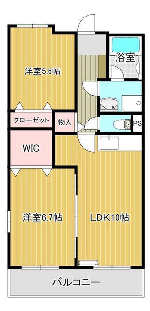 アリコ・ヴェール(2LDK/1階)の間取り写真