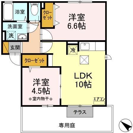 ハイツ白金(2LDK/1階)の間取り写真