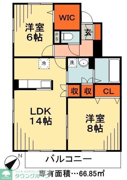 ポピーコート(2LDK/1階)の間取り写真