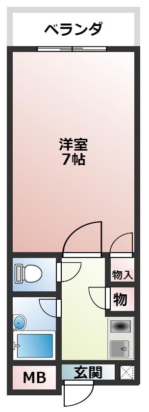 サウスビュウ・ハイツ(1K/2階)の間取り写真