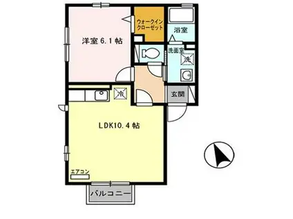 エステート御所野(1LDK/1階)の間取り写真