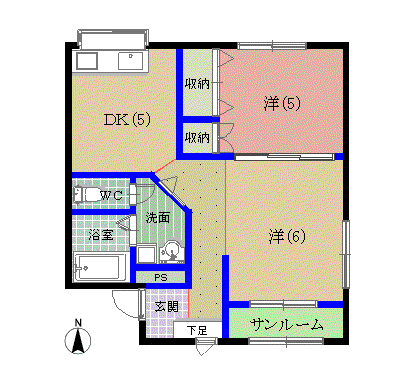 コーポ満月(2DK/3階)の間取り写真