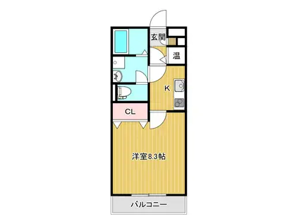 ライトリバー(1K/2階)の間取り写真