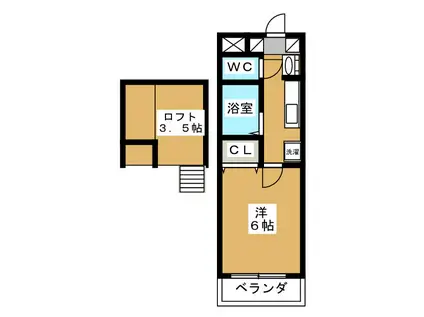 ドルミティーナKOJIMA(1K/2階)の間取り写真