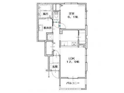 グランフェリオ(1LDK/1階)の間取り写真