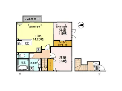 Mハウス(2LDK/2階)の間取り写真