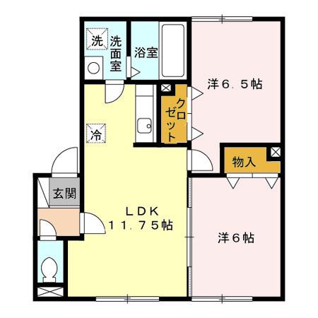 セジュールI(2LDK/1階)の間取り写真