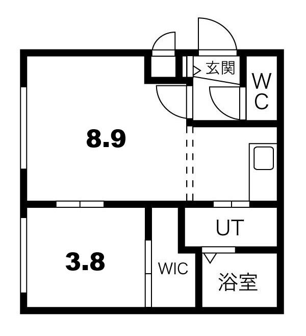 RUHE福住(1LDK/4階)の間取り写真