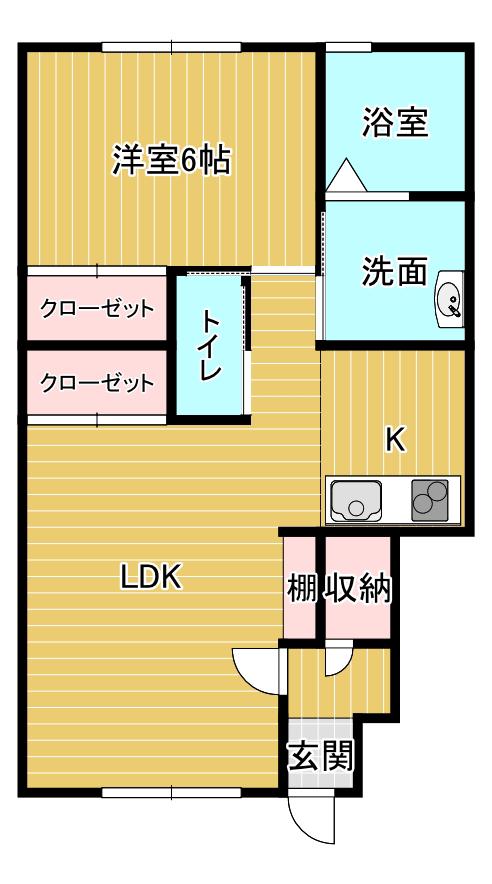 ヴィラフェリシア西城北(1LDK/1階)の間取り写真