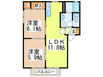 サンライズIII(2LDK/2階)の間取り写真