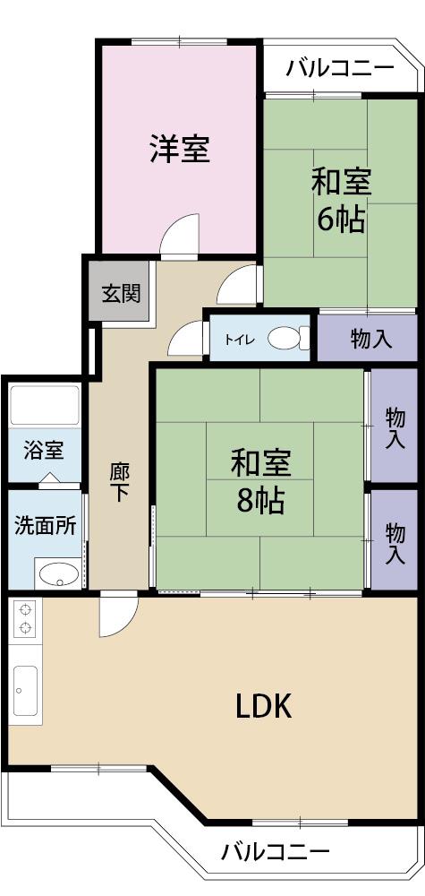 レジア下石倉(3LDK/2階)の間取り写真