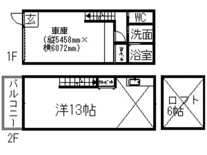 プライベートガレージ 鴨江(ワンルーム/1階)の間取り写真